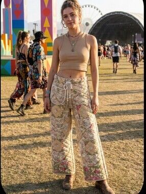 Upcycled Quilt Blanket Festival Pants M Handmade Dont Throw It Out